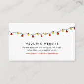 Modern String Lights, Red & Gold Wedding Website Informatiekaartje (Voorkant)