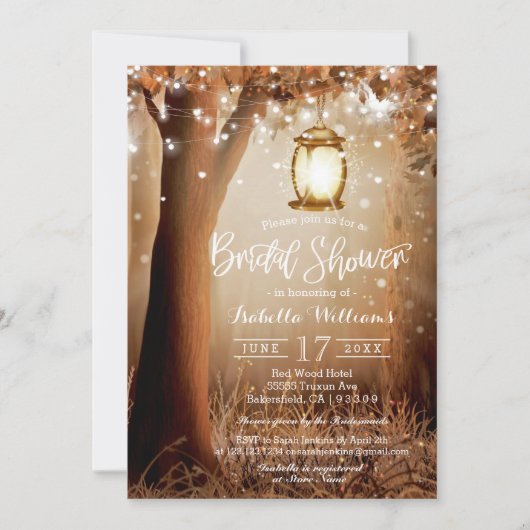 Modern String Lights Rustiek Vrijgezellenfeest Kaart (Voorkant)