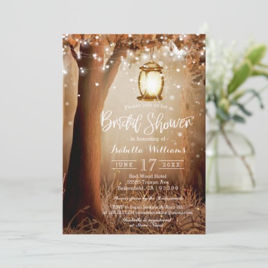 Modern String Lights Rustiek Vrijgezellenfeest Kaart (Staand voorkant)