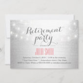 Modern String Lights Silver Retirement Party Kaart (Voorkant)