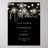 Modern String Lights Wedding Welcome Sign Poster (Voorkant)