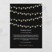 Modern String Lights, White & Gold Wedding Detail Informatiekaartje (Voorkant)