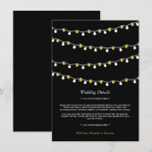 Modern String Lights, White & Gold Wedding Detail Informatiekaartje (Voorkant / Achterkant)