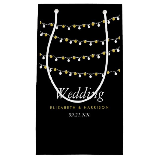 Modern String Lights, White & Gold Wedding Klein Cadeauzakje (Voorkant)