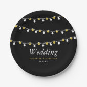 Modern String Lights, White & Gold Wedding Papieren Bordje (Voorkant)