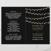 Modern String Lights, White/Gold Wedding Program (Voorkant)