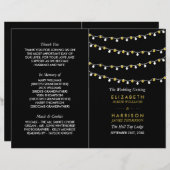 Modern String Lights, White/Gold Wedding Program (Voorkant / Achterkant)