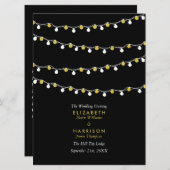 Modern String Lights, White & Gold Wedding Programmakaart (Voorkant / Achterkant)