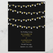 Modern String Lights, White & Gold Wedding Programmakaart (Voorkant)