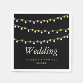 Modern String Lights, White & Gold Wedding Servet (Voorkant)