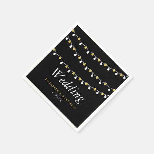 Modern String Lights, White & Gold Wedding Servet (Hoek)