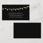 Modern String Lights, White & Gold Wedding Website Informatiekaartje (Voorkant / Achterkant)