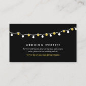 Modern String Lights, White & Gold Wedding Website Informatiekaartje (Voorkant)