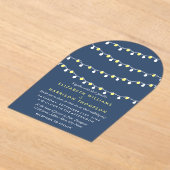 Modern String Lights, Yellow & White Wedding Acryl Uitnodigingen (Laagn)