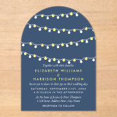 Modern String Lights, Yellow & White Wedding Acryl Uitnodigingen (Voorkant)