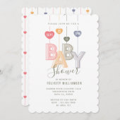 Modern string roze letters Baby harten Baby shower Kaart (Voorkant / Achterkant)