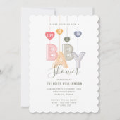Modern string roze letters Baby harten Baby shower Kaart (Voorkant)