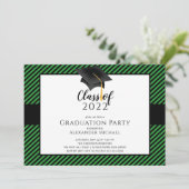 Modern Stripe Afstudeerder Pet Graduation Party In Kaart (Staand voorkant)