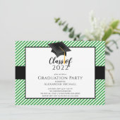 Modern Stripe Afstudeerder Pet Graduation Party In Kaart (Staand voorkant)