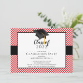 Modern Stripe Afstudeerder Pet Graduation Party In Kaart (Staand voorkant)