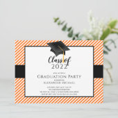 Modern Stripe Afstudeerder Pet Graduation Party In Kaart (Staand voorkant)