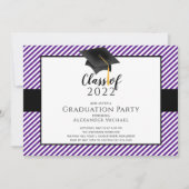 Modern Stripe Afstudeerder Pet Graduation Party In Kaart (Voorkant)