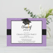 Modern Stripe Afstudeerder Pet Graduation Party In Kaart (Staand voorkant)