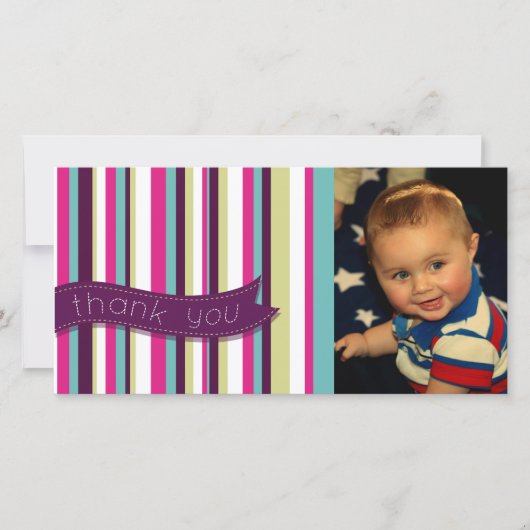 Modern Stripe Bedankt voor je Baby verjaardag Foto (Voorkant)