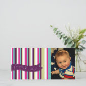 Modern Stripe Bedankt voor je Baby verjaardag Foto (Staand voorkant)