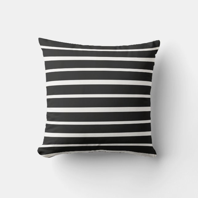 Modern Stripe Black en White Patio Decor Buitenkussen (Voorkant)