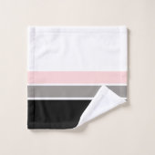 Modern Stripe Black Pink Grey Monogram Bad Handdoek (Wasdoekje)