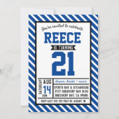Modern Stripe Blue Man 21e Verjaardag Kaart (Voorkant)