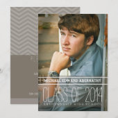 Modern Stripe Bold Graduation Party Invitation Kaart (Voorkant / Achterkant)