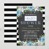 Modern Stripe Boys Chalk Baby shower Kaart (Voorkant / Achterkant)