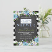 Modern Stripe Boys Chalk Baby shower Kaart (Staand voorkant)