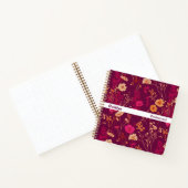 Modern Stripe Burgundy Floral Square Notebook Notitieboek (Binnen)