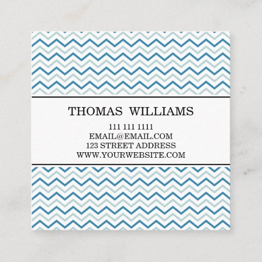 Modern Stripe Chevron Pattern "MADE with LOVE" Vierkante Visitekaartje (Achterkant)