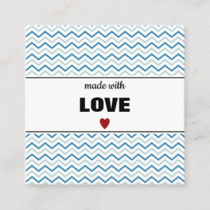 Modern Stripe Chevron Pattern "MADE with LOVE" Vierkante Visitekaartje