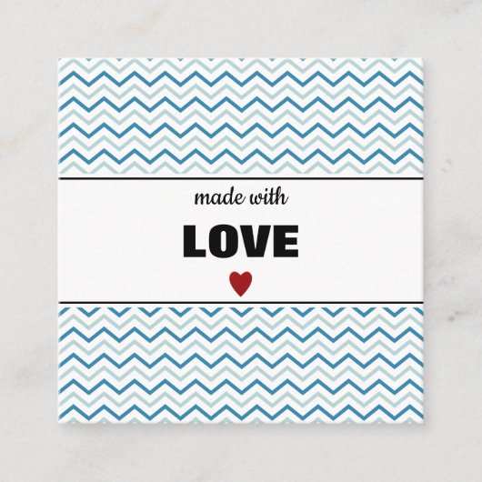 Modern Stripe Chevron Pattern "MADE with LOVE" Vierkante Visitekaartje (Voorkant)