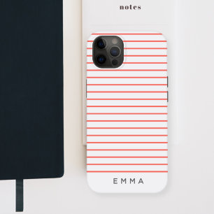 Modern Stripe   Coral Pink Grey Scandinavian Name Case-Mate iPhone Case