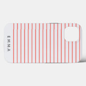 Modern Stripe | Coral Pink Grey Scandinavian Name Case-Mate iPhone Case (Achterkant (horizontaal))