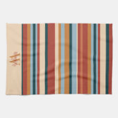 Modern Stripe Custom Monogram Initiaal Naam Theedoek (Horizontaal)