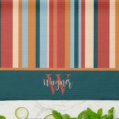 Modern Stripe Custom Monogram Initiaal Naam Theedoek