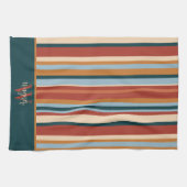 Modern Stripe Custom Monogram Initiaal Naam Theedoek (Horizontaal)