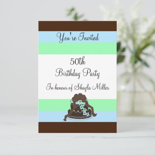 Modern Stripe Fiftieth Birthday Kaart (Staand voorkant)