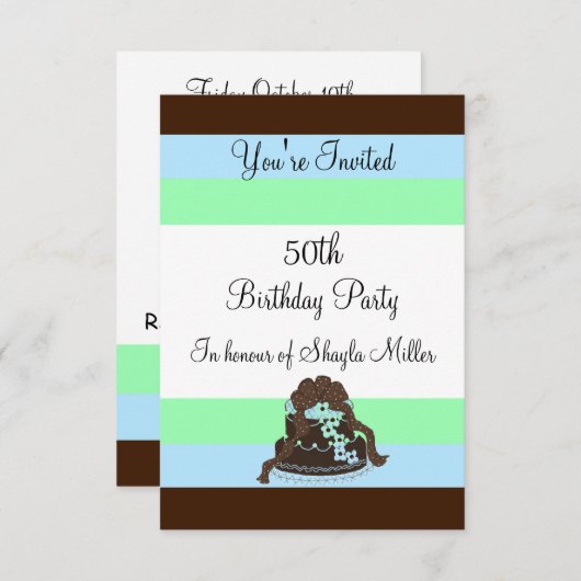 Modern Stripe Fiftieth Birthday Kaart (Voorkant / Achterkant)