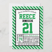 Modern Stripe Green Man 21e Verjaardag Kaart (Voorkant)