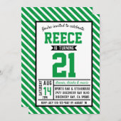 Modern Stripe Green Man 21e Verjaardag Kaart (Voorkant / Achterkant)