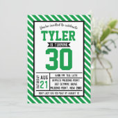 Modern Stripe Green Man 30e verjaardag Kaart (Staand voorkant)