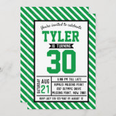 Modern Stripe Green Man 30e verjaardag Kaart (Voorkant / Achterkant)